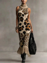 Orla - Vestido maxi de leopardo texturizado