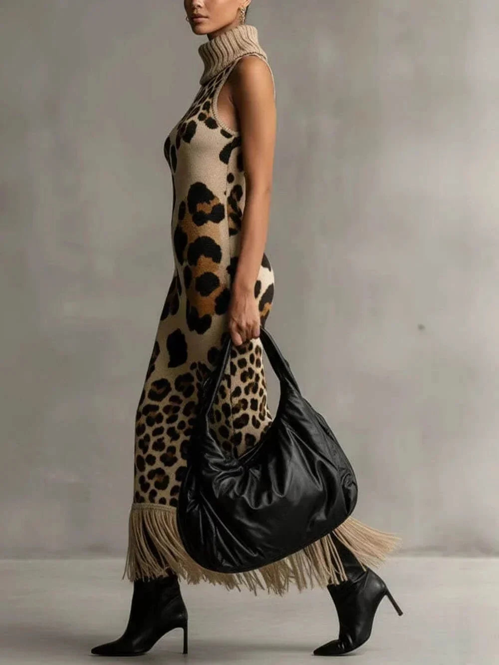 Orla - Vestido maxi de leopardo texturizado