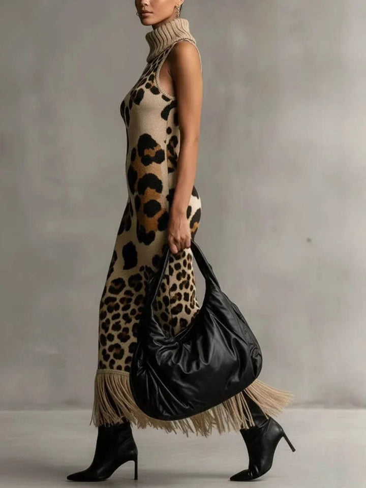 Orla - Vestido maxi de leopardo texturizado