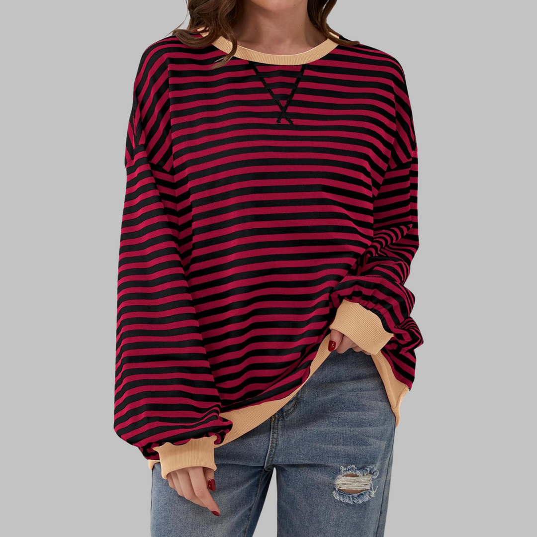 Viveca - Sudadera a rayas de manga larga, suave al tacto
