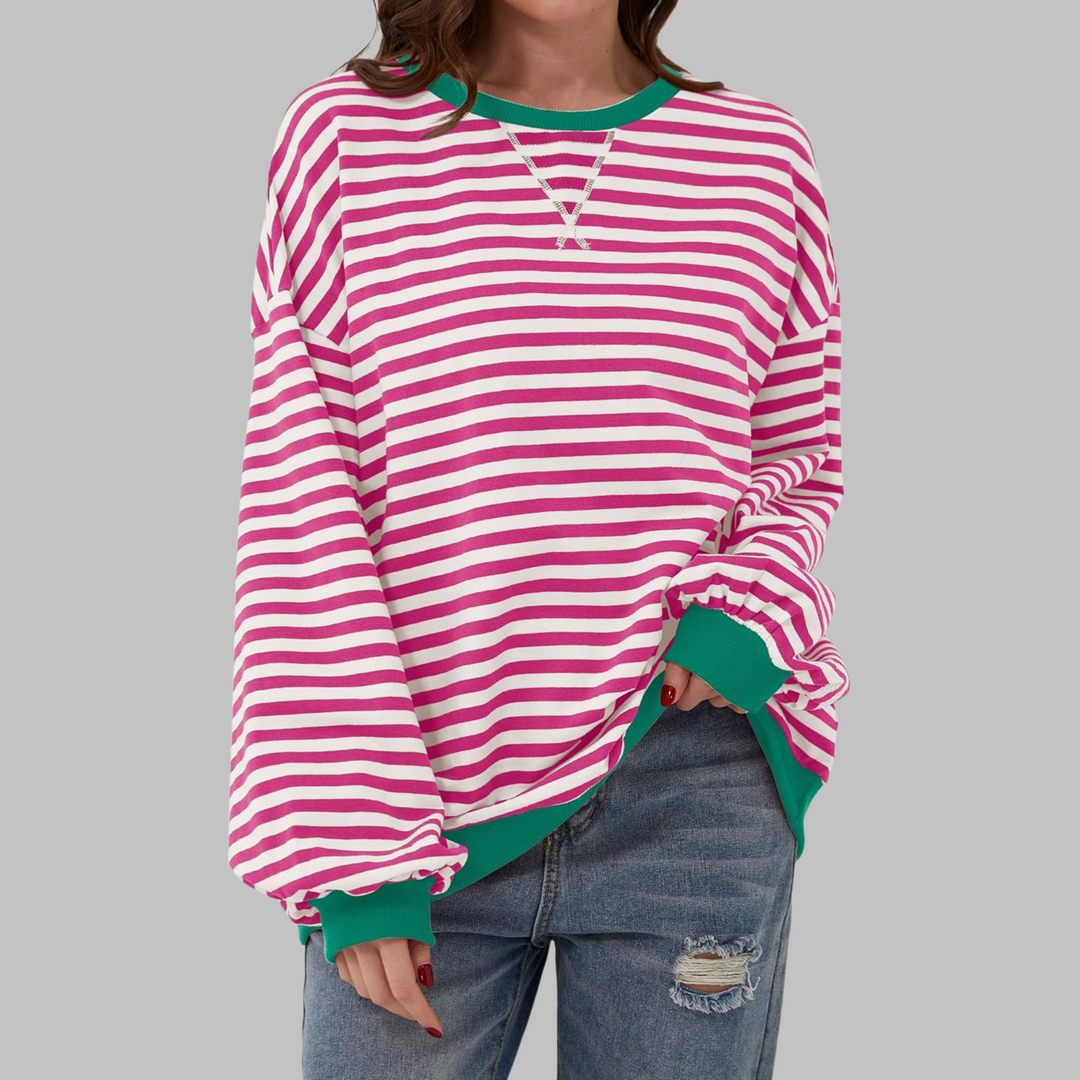Viveca - Sudadera a rayas de manga larga, suave al tacto