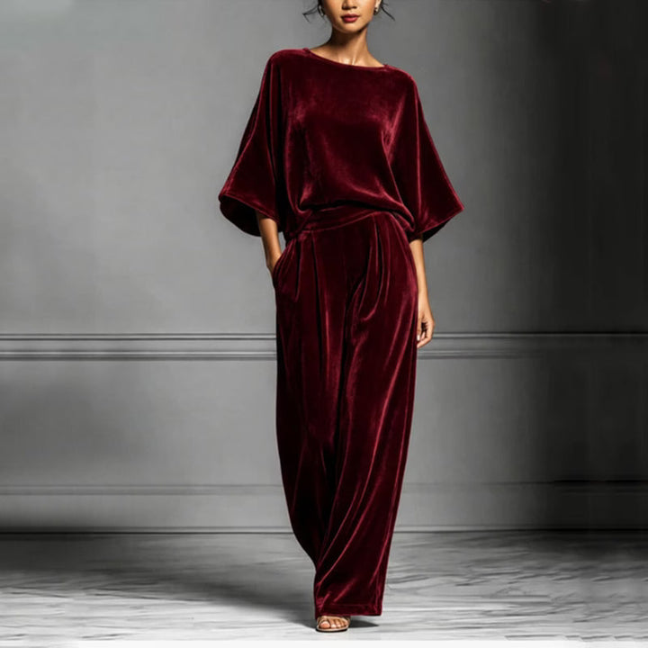 Ainhoa - Enterizo de pierna ancha de terciopelo elegante