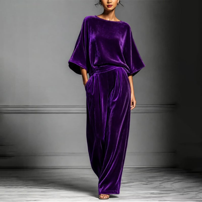 Ainhoa - Enterizo de pierna ancha de terciopelo elegante