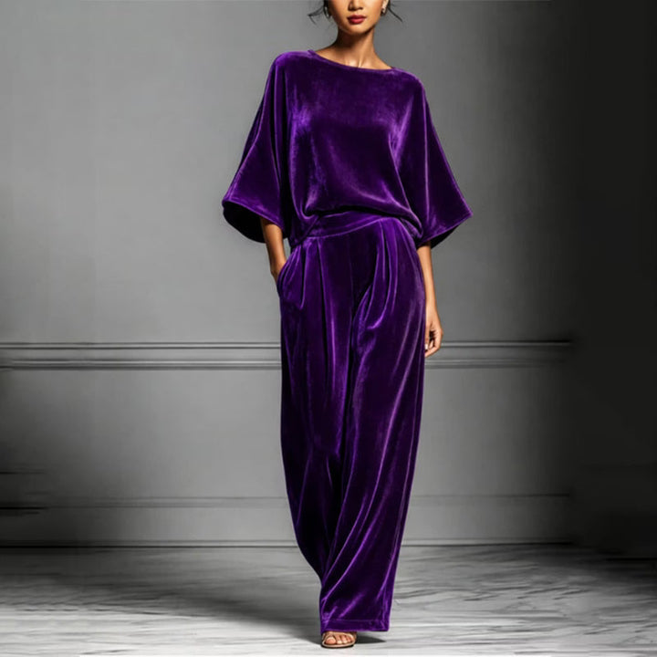 Ainhoa - Enterizo de pierna ancha de terciopelo elegante