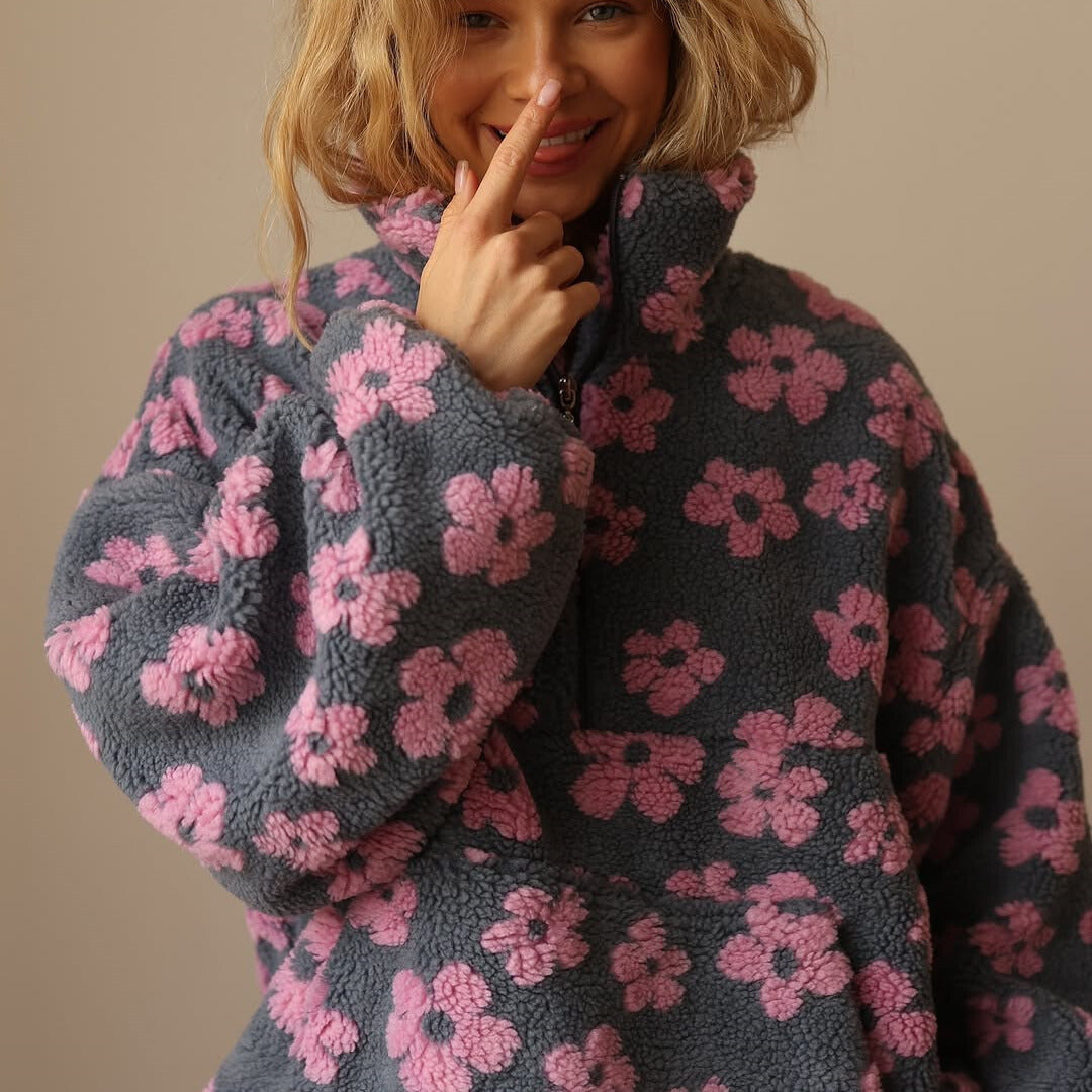 Clemency - Suéter abrigador con forro estampado floral