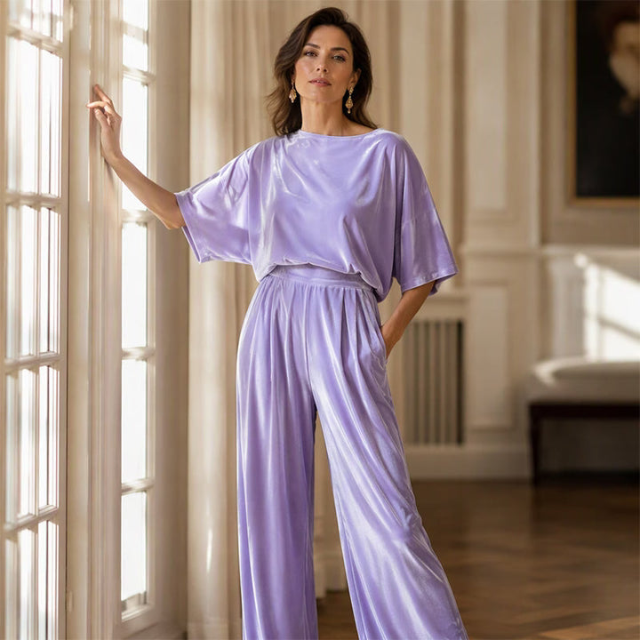 Ainhoa - Enterizo de pierna ancha de terciopelo elegante