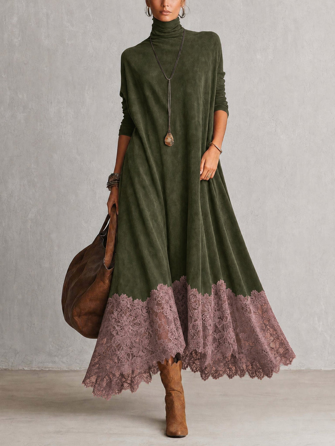 Pamina - Vestido corte A con panel de encaje
