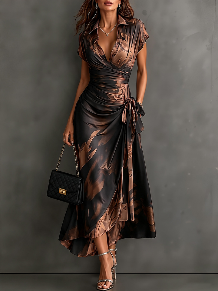 Aila - Vestido cruzado maxi de tacto suave