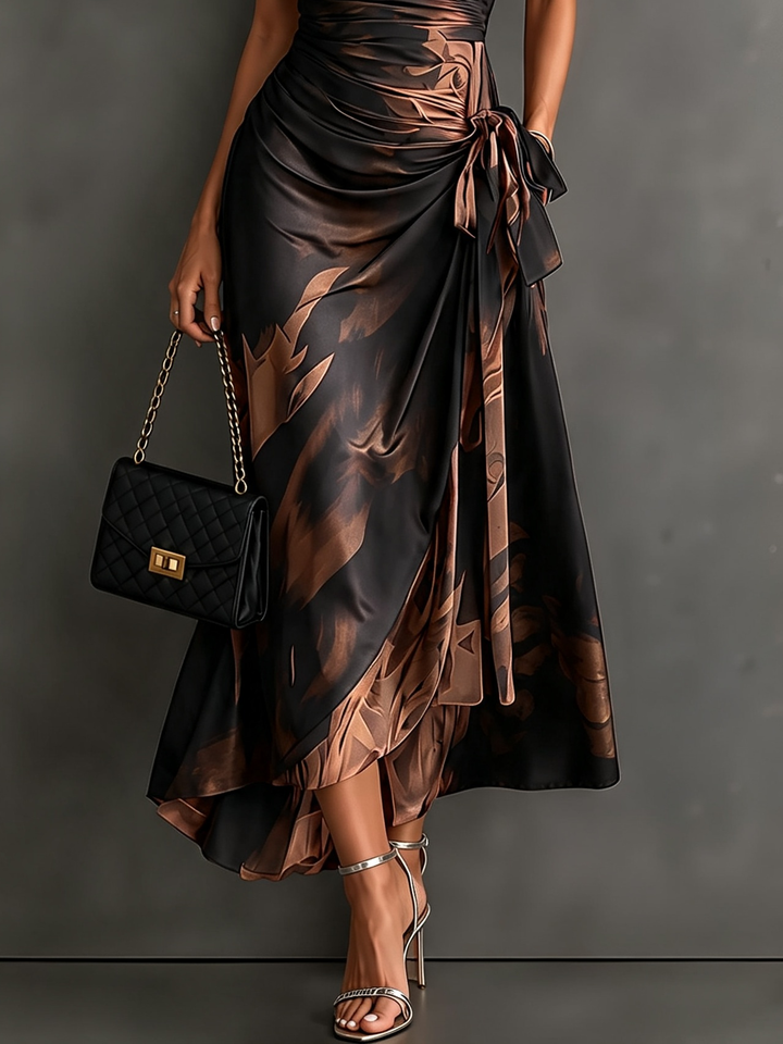 Aila - Vestido cruzado maxi de tacto suave