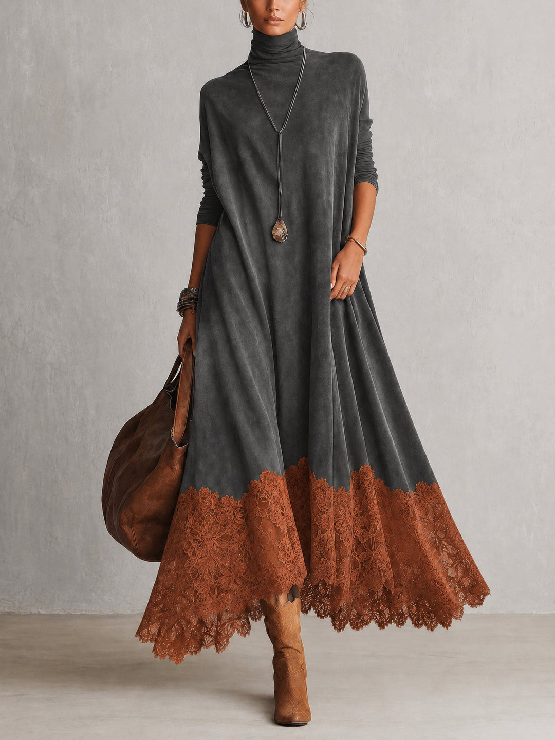 Pamina - Vestido corte A con panel de encaje
