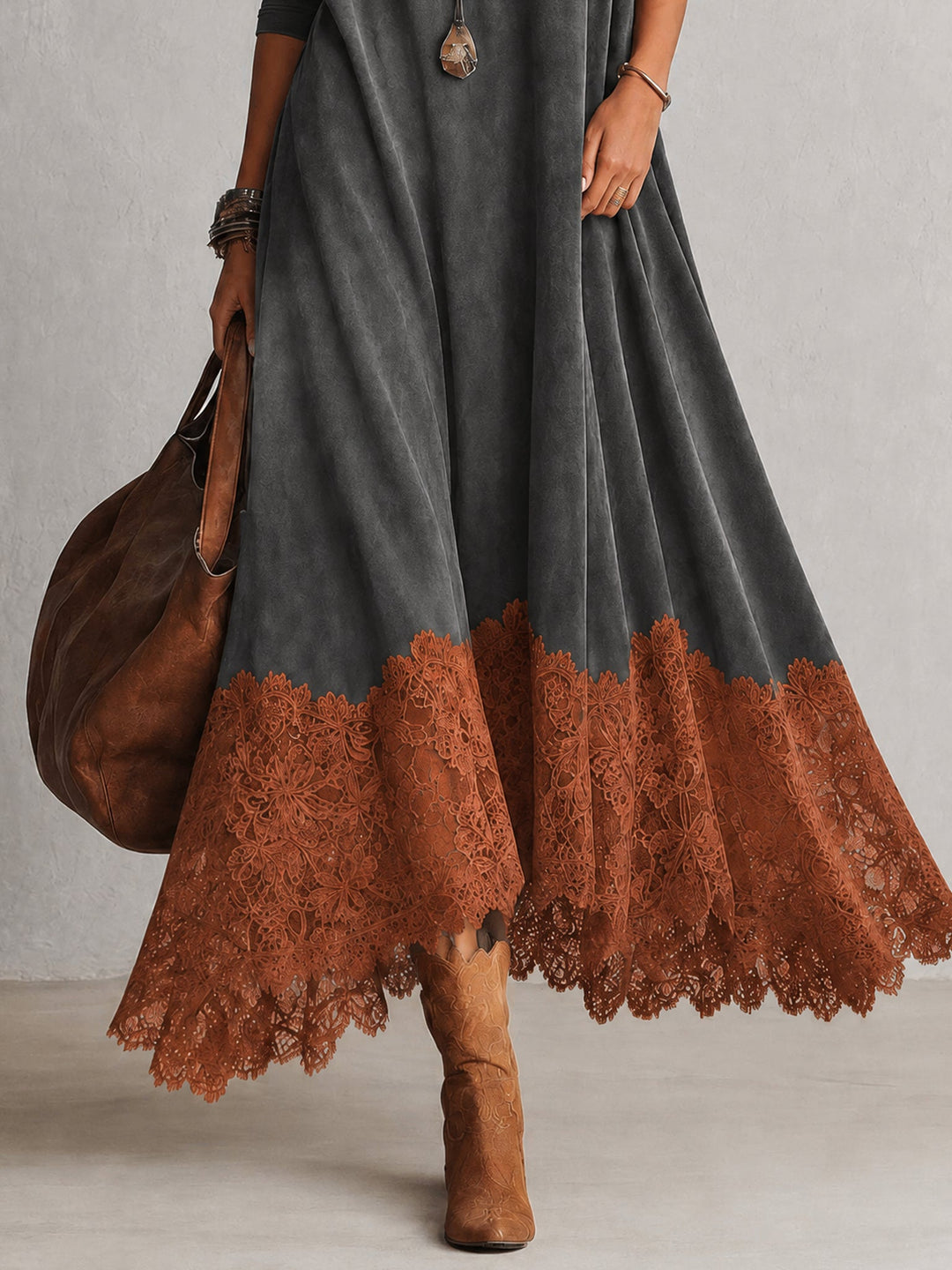 Pamina - Vestido corte A con panel de encaje