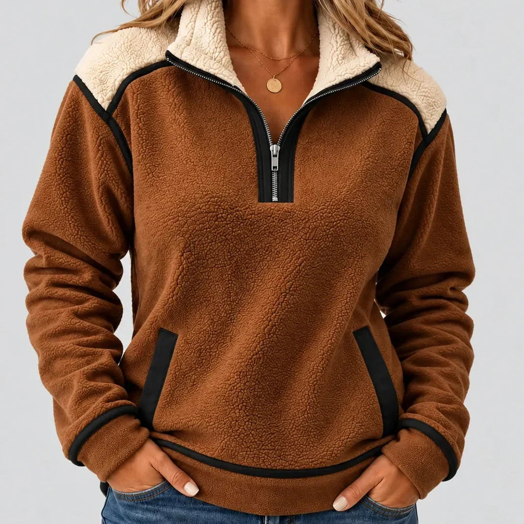 Coraia - Sudadera de felpa con cierre parcial