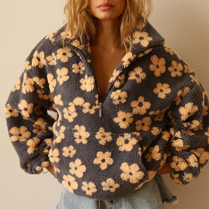 Clemency - Suéter abrigador con forro estampado floral