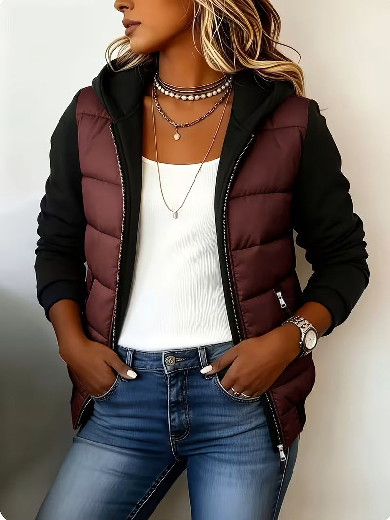 Hedda - Chamarra acolchada con capucha y panel con cremallera