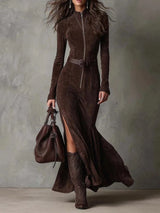 Lilah - Vestido maxi de tacto suave con cinturón
