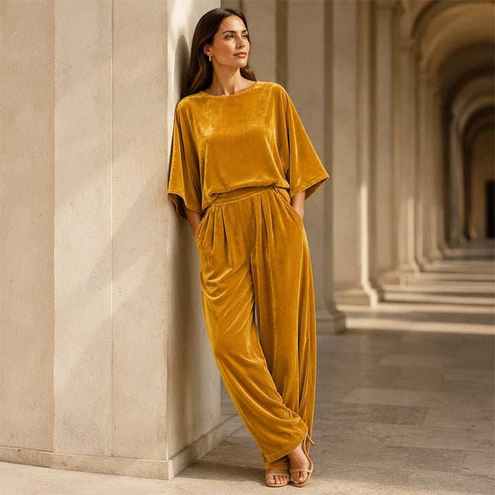Ainhoa - Enterizo de pierna ancha de terciopelo elegante