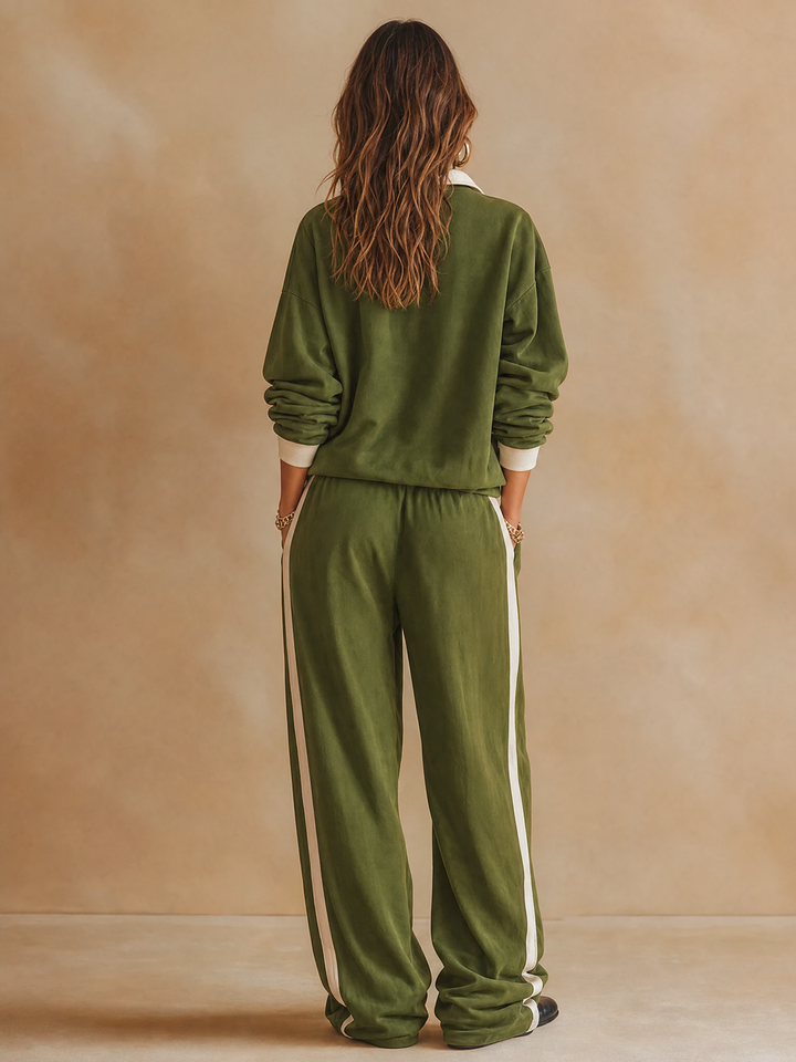 Ruby - Conjunto de polo de corte relajado y pantalón de pierna ancha