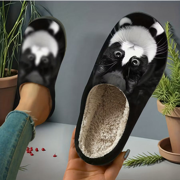 Zita - Pantuflas deslizables con estampado de gato ultra suaves