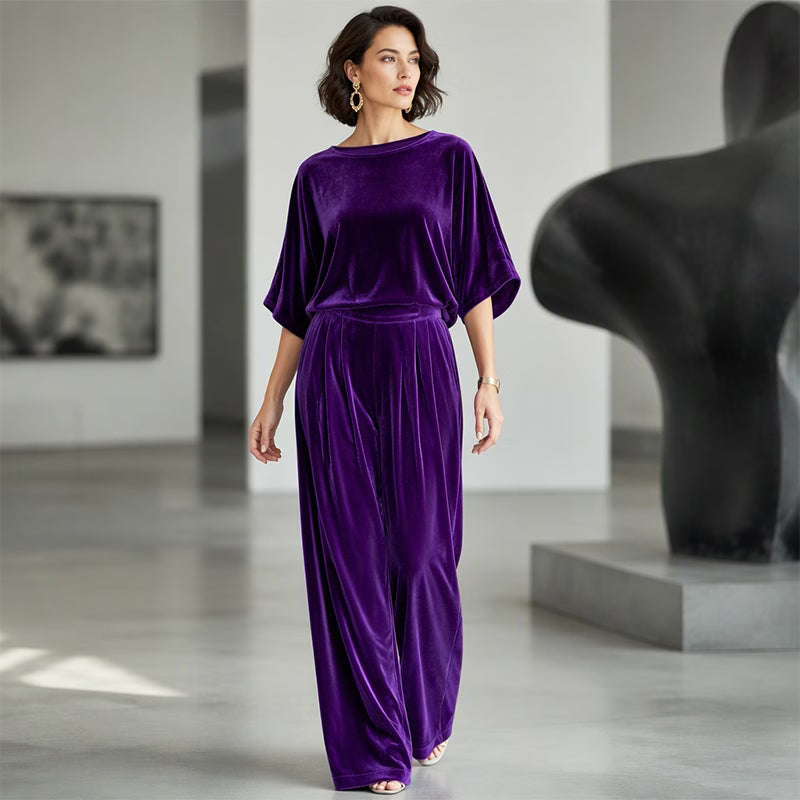 Ainhoa - Enterizo de pierna ancha de terciopelo elegante