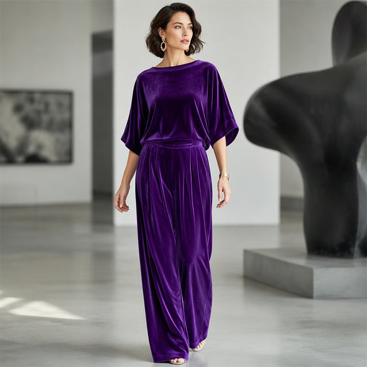 Ainhoa - Enterizo de pierna ancha de terciopelo elegante