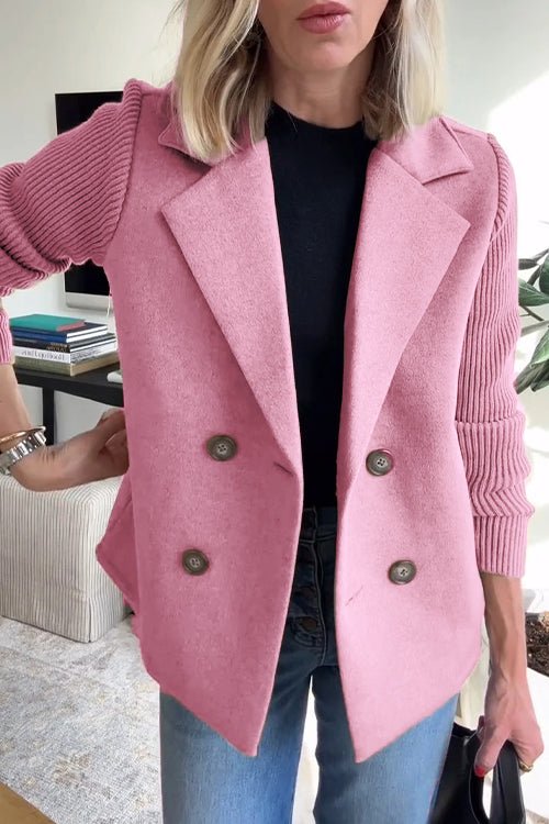 Ebba - Blazer de doble botón con mangas de punto
