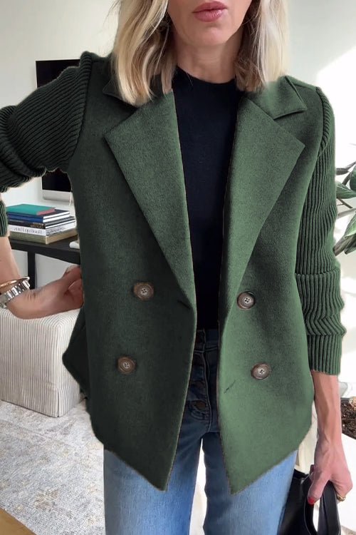 Ebba - Blazer de doble botón con mangas de punto