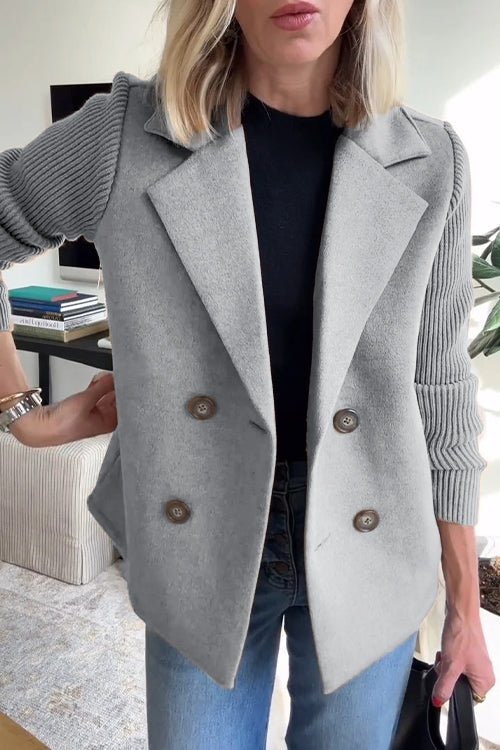 Ebba - Blazer de doble botón con mangas de punto