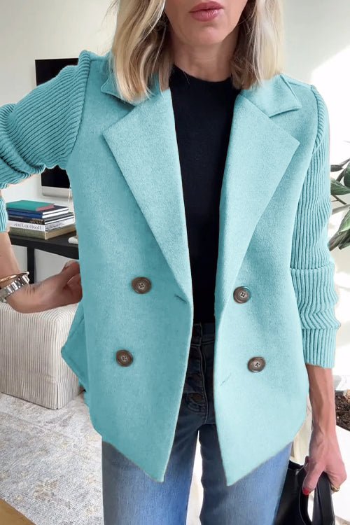 Ebba - Blazer de doble botón con mangas de punto