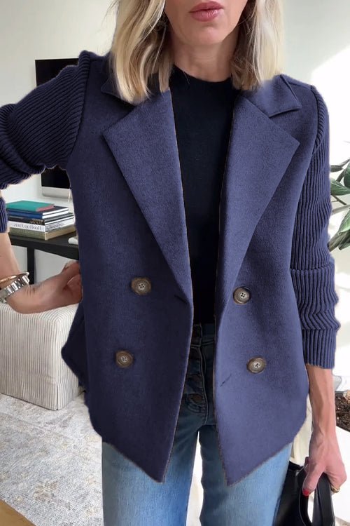 Ebba - Blazer de doble botón con mangas de punto