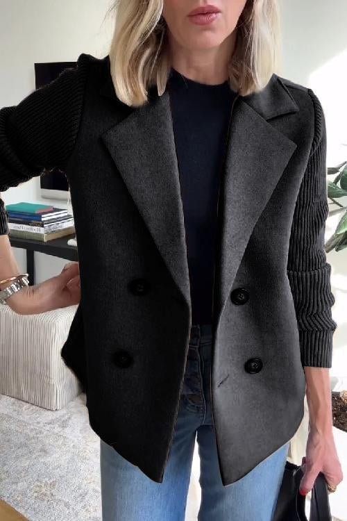 Ebba - Blazer de doble botón con mangas de punto