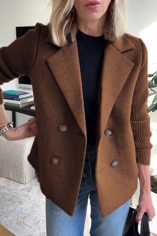 Ebba - Blazer de doble botón con mangas de punto