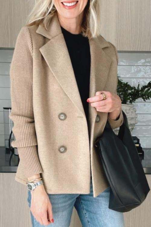 Ebba - Blazer de doble botón con mangas de punto
