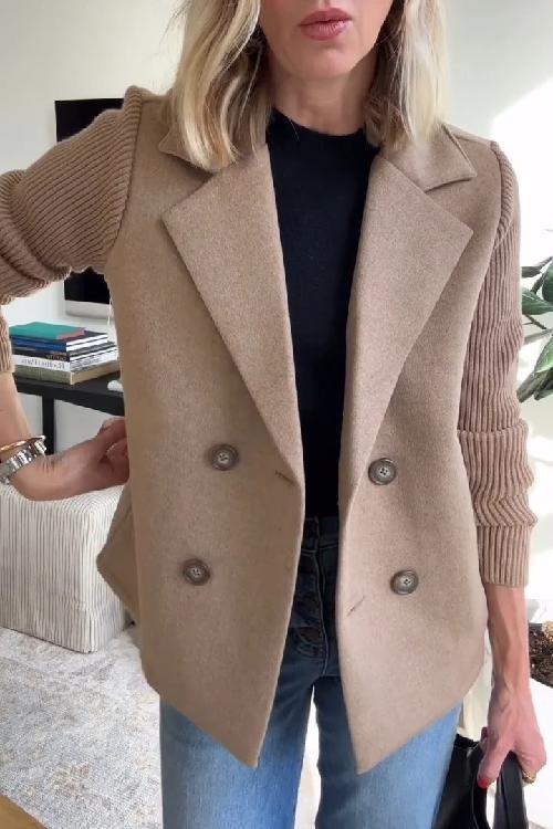Ebba - Blazer de doble botón con mangas de punto