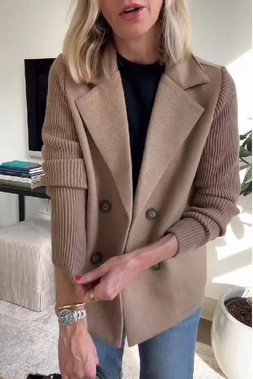 Ebba - Blazer de doble botón con mangas de punto