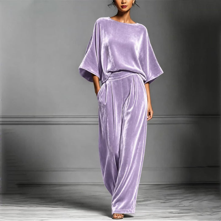 Ainhoa - Enterizo de pierna ancha de terciopelo elegante