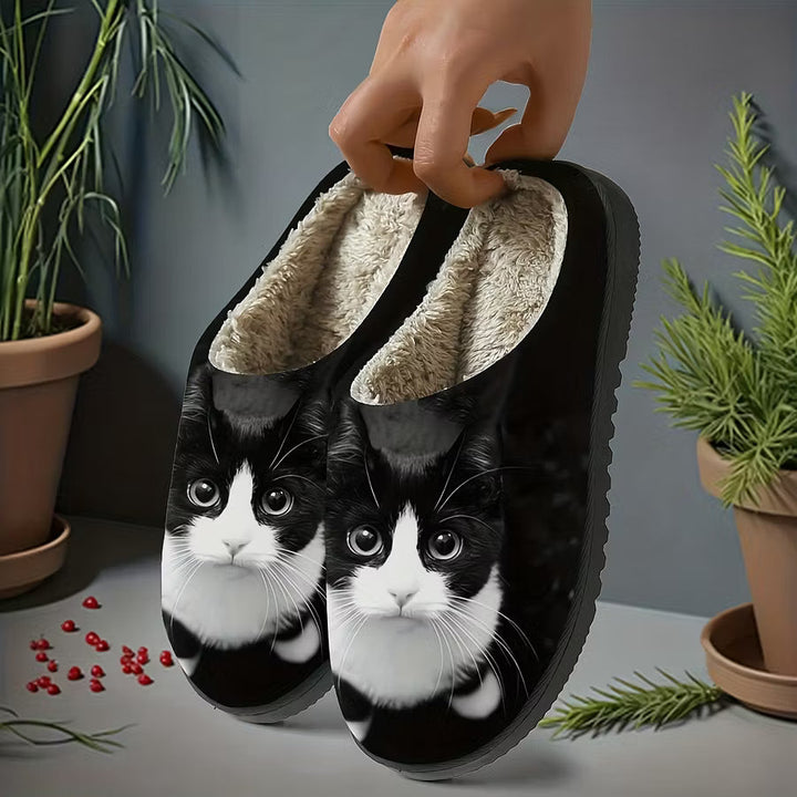 Zita - Pantuflas deslizables con estampado de gato ultra suaves