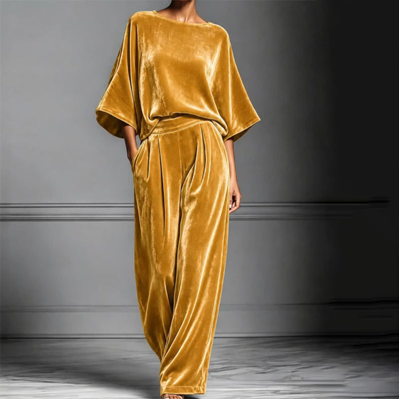 Ainhoa - Enterizo de pierna ancha de terciopelo elegante