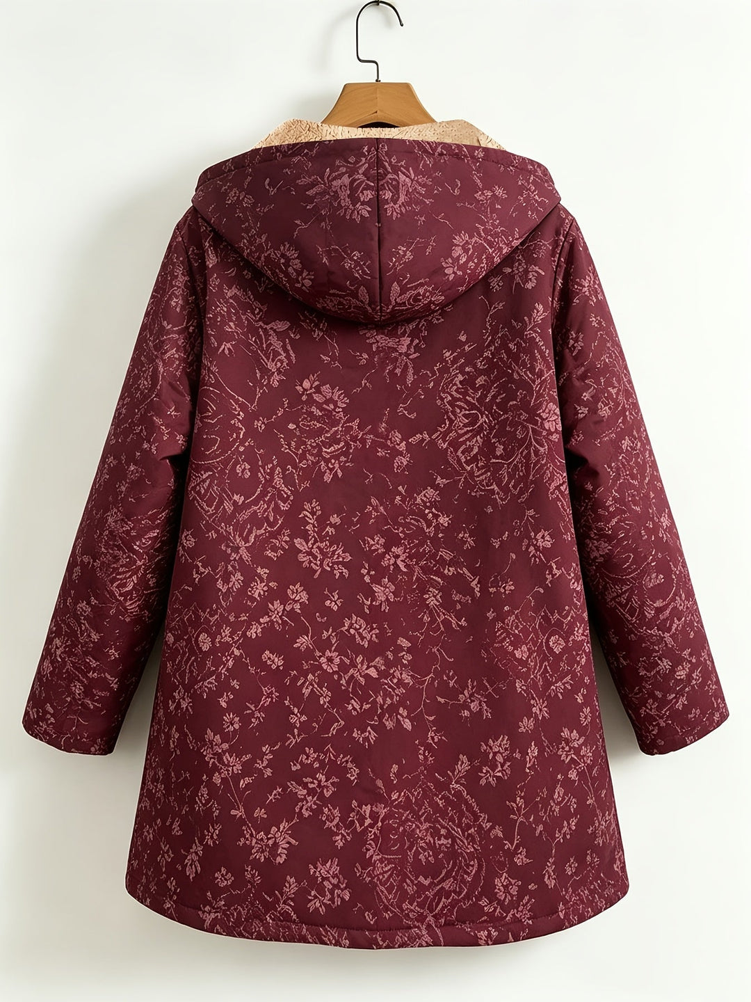 Runa - Abrigo largo floral con capucha