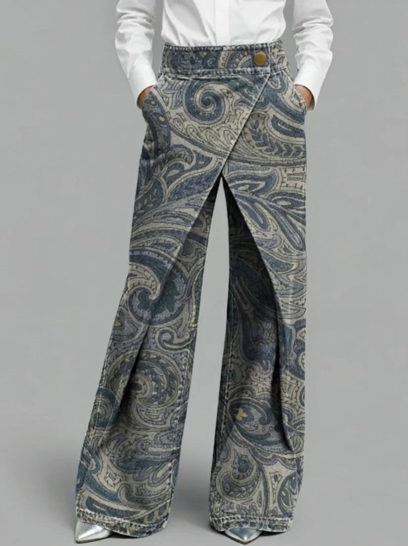 Dottie - Jeans de pierna ancha con estampado floral multicolor