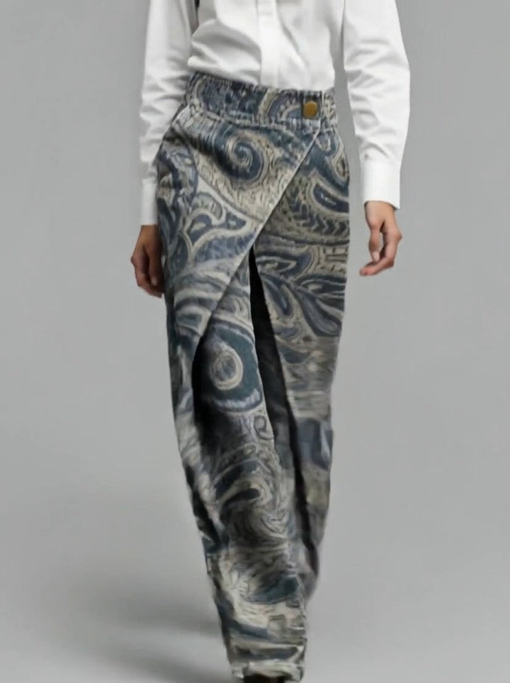 Dottie - Jeans de pierna ancha con estampado floral multicolor