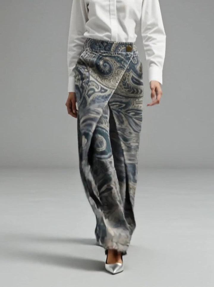 Dottie - Jeans de pierna ancha con estampado floral multicolor