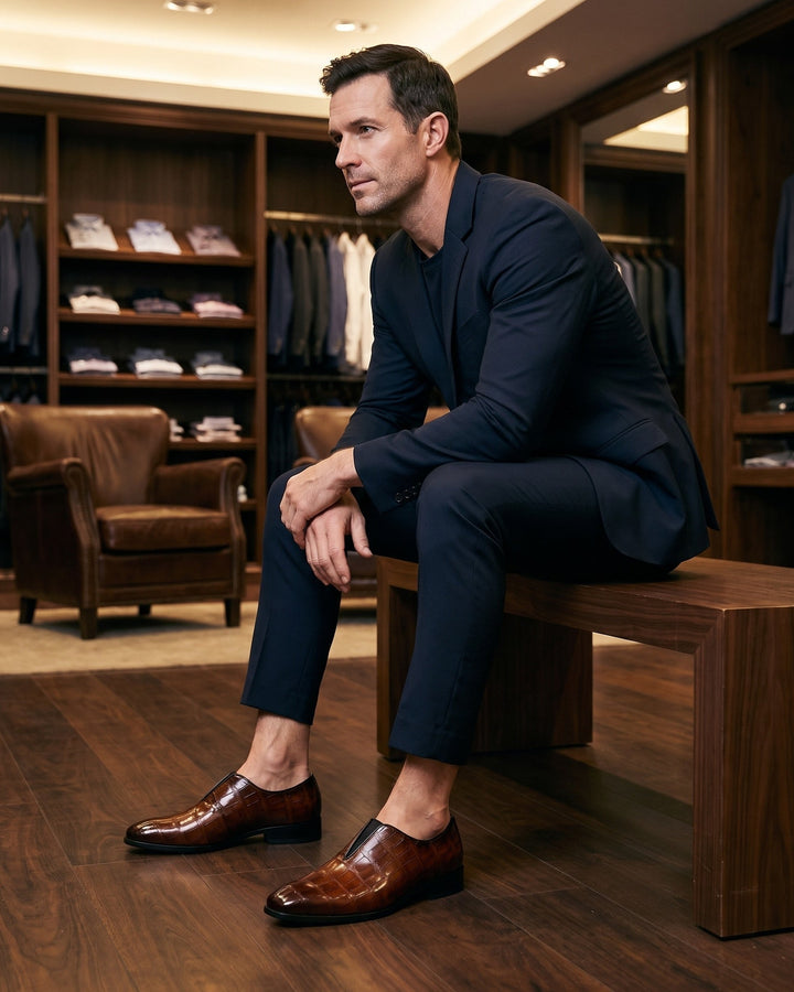 Denton - Mocasines sin cordones con efecto cocodrilo