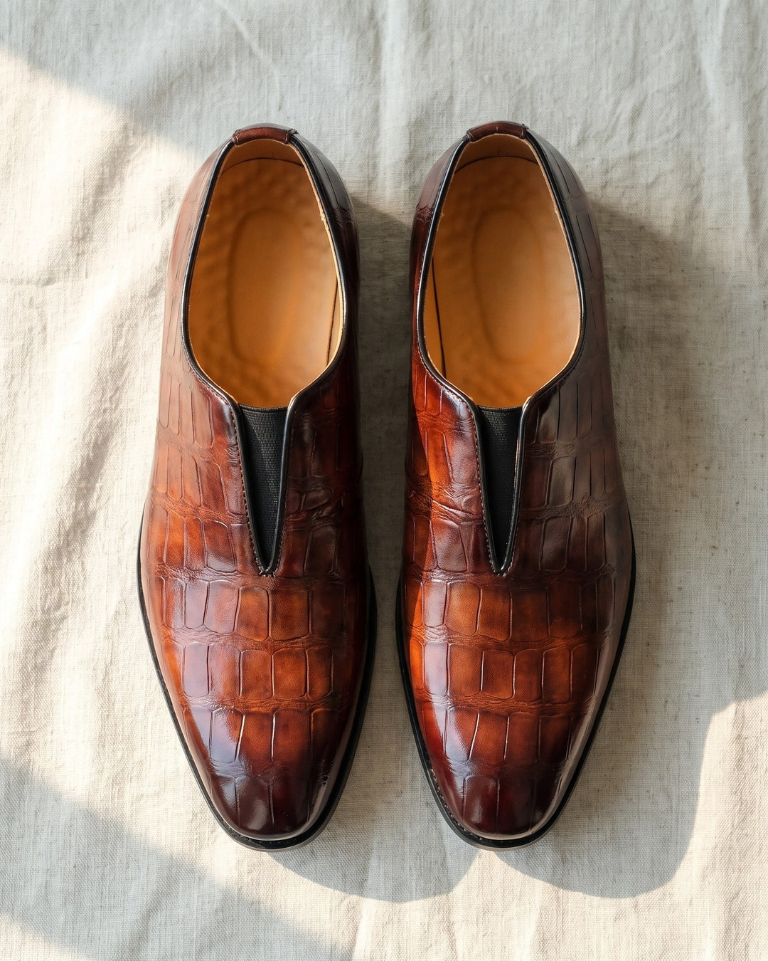 Denton - Mocasines sin cordones con efecto cocodrilo