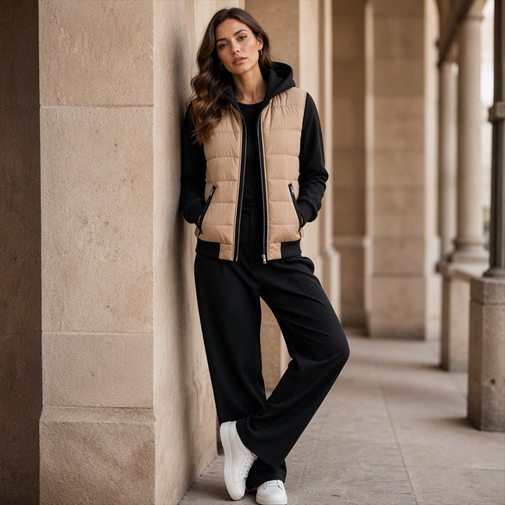 Hedda - Chamarra acolchada con capucha y panel con cremallera